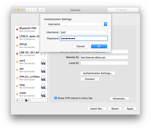 a screenshot of mac OS network credentials